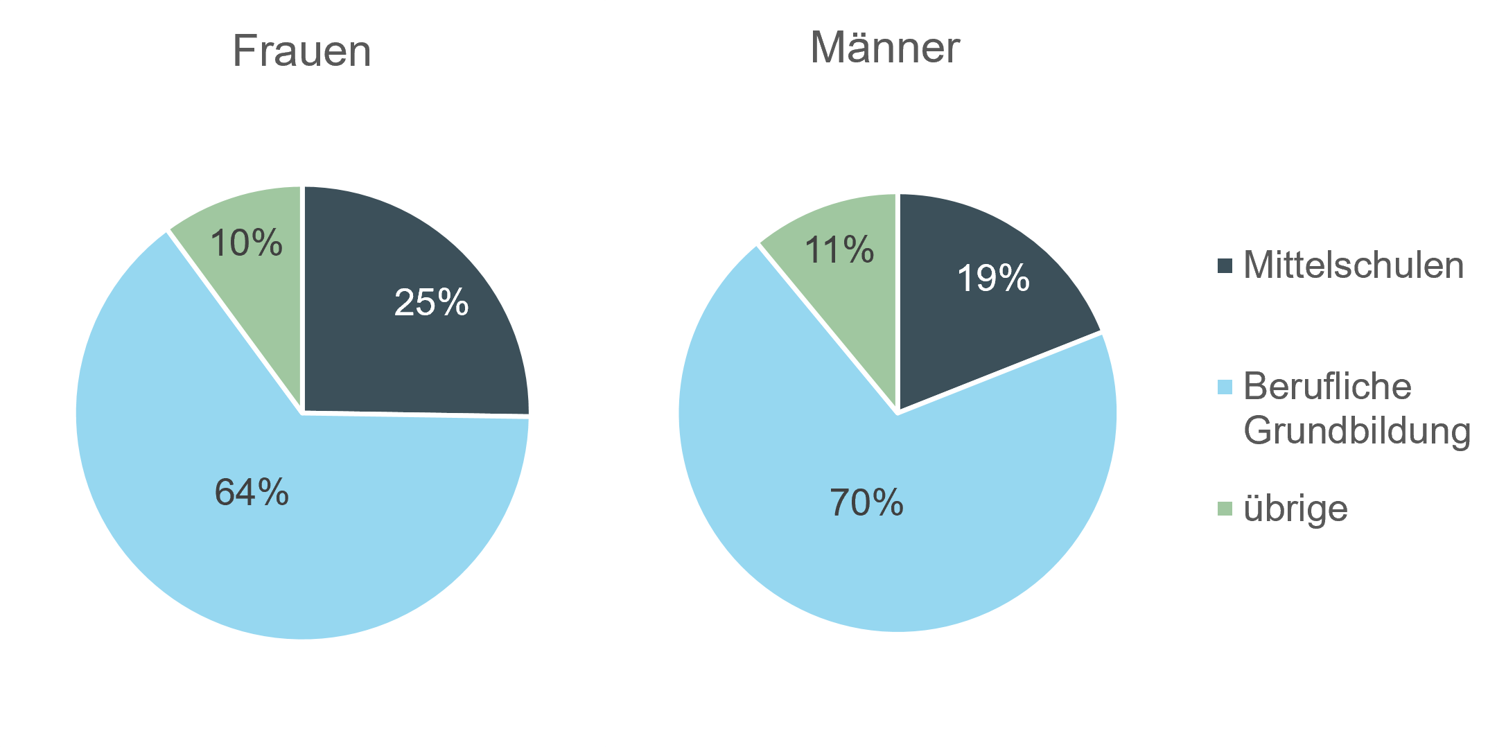 Grafik: Ausbildungswahl auf Sekundarstufe II nach Geschlecht, Kanton Bern, 2024