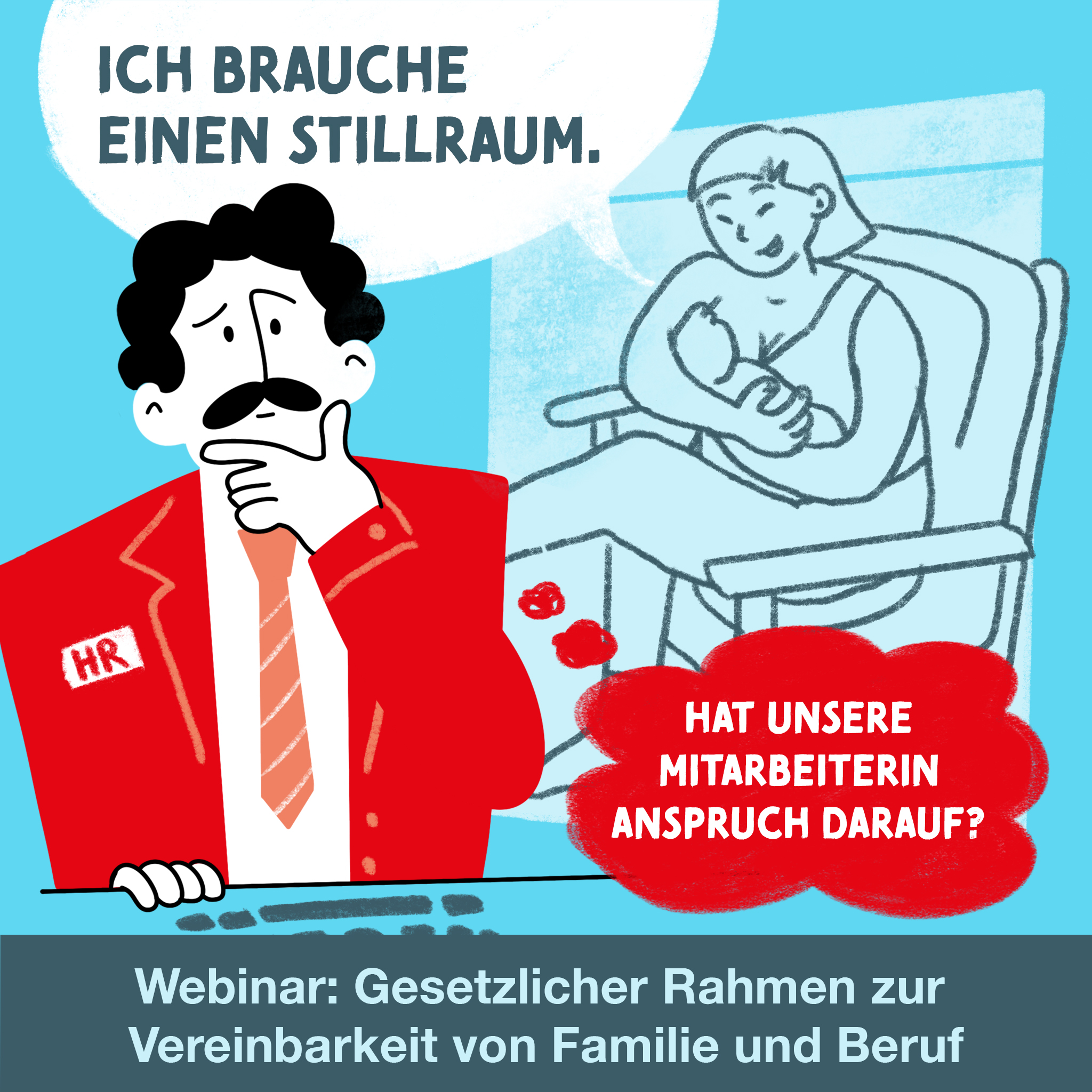 Eine HR-Verantwortlicher und eine Mitarbeiterin, die einen Stillraum fordert
