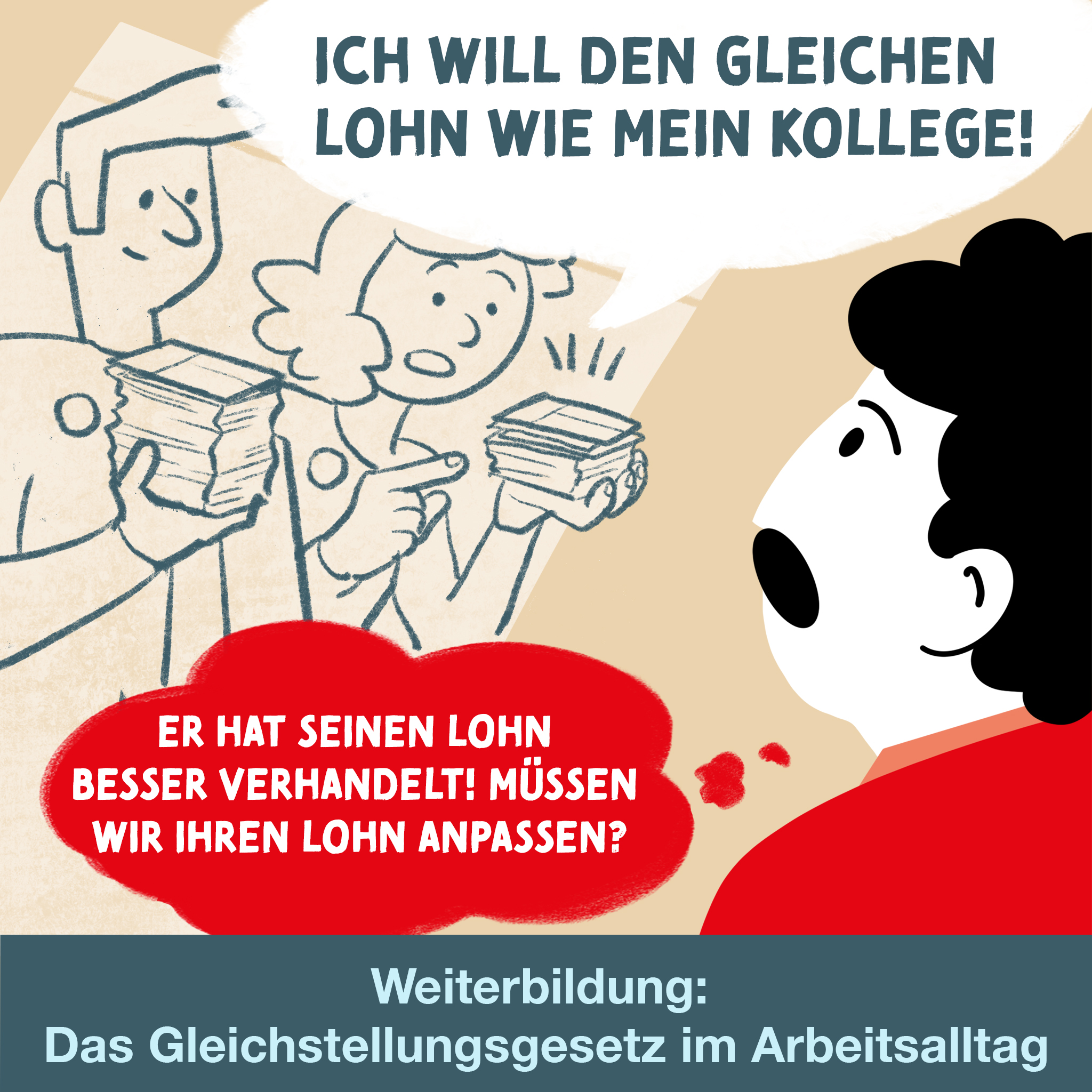 Eine Mitarbeiterin fordert mehr Lohn