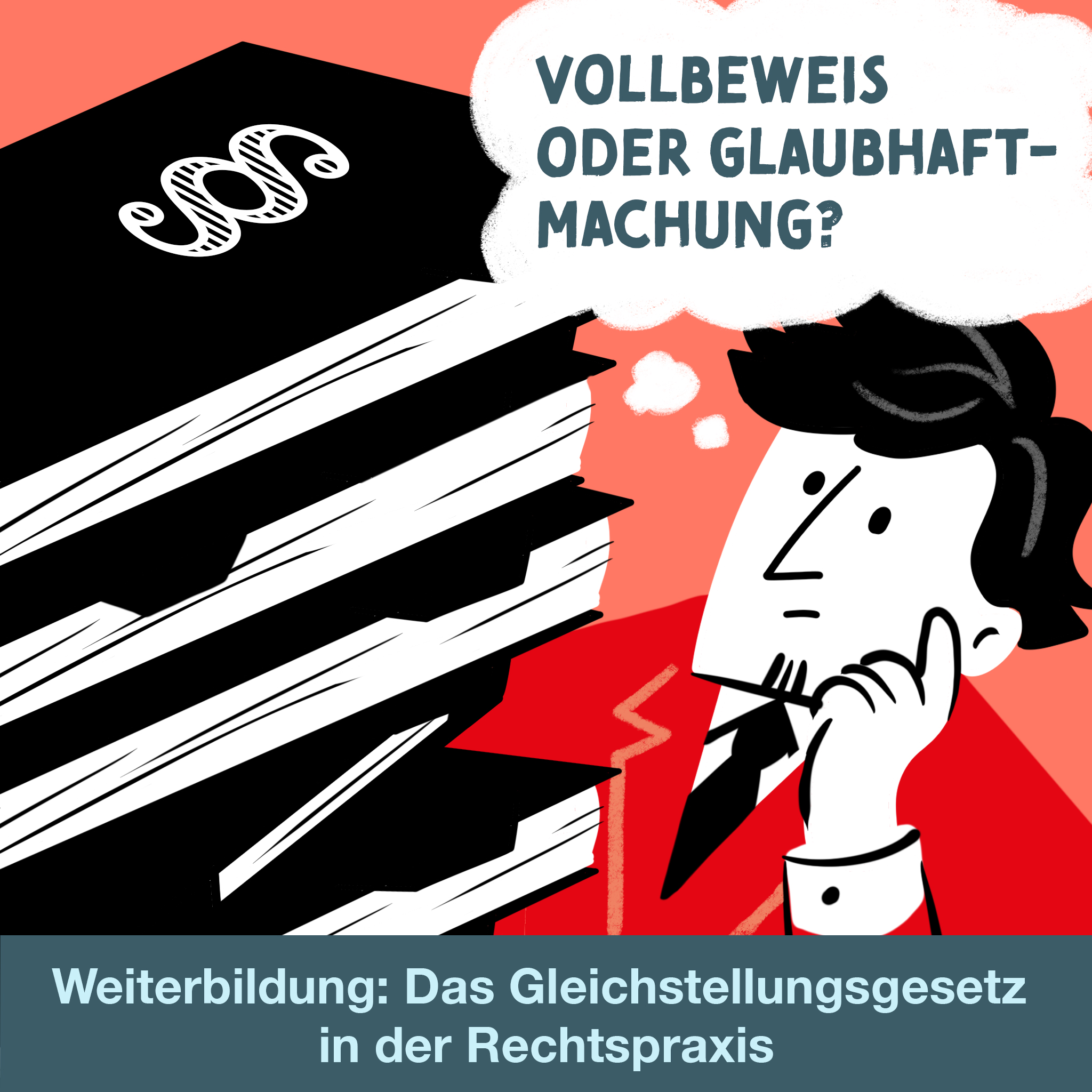 Ein Jurist vor einem Aktenstapel