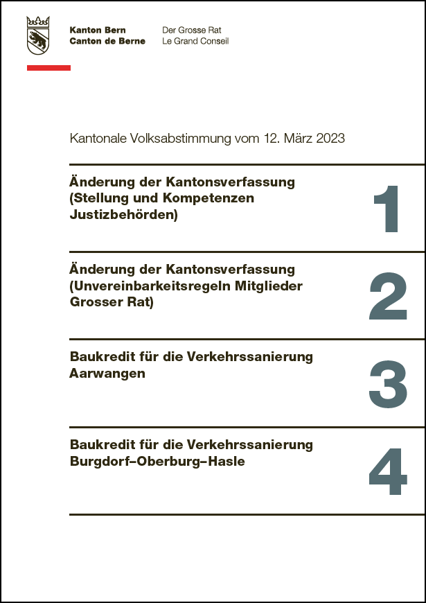 Titelseite der Botschaft des Grossen Rates
